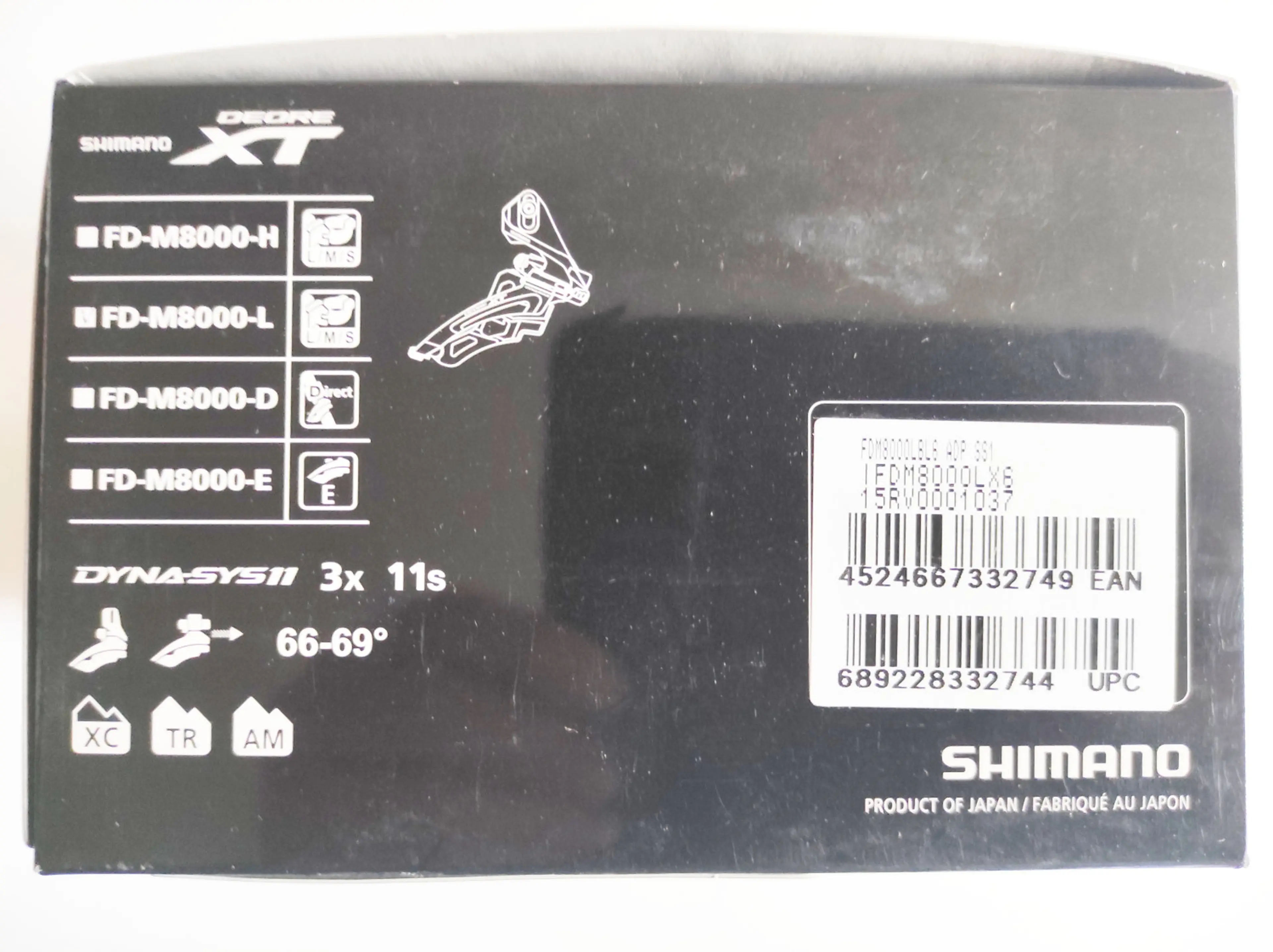10. Schimbator foi Shimano Deore XT FD-M8000-L 3x11v. Low Clamp, cu colier, nou