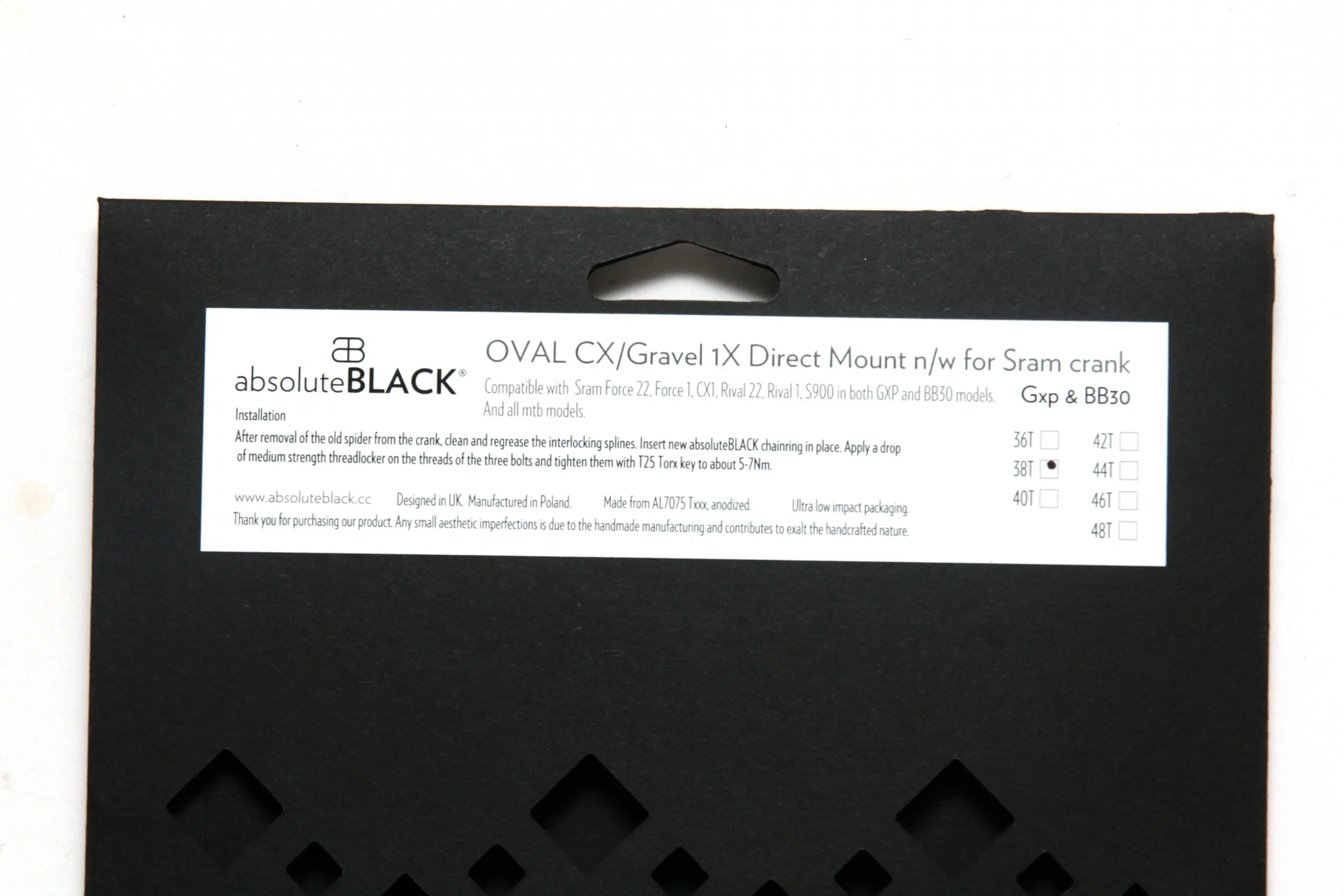 3. Placa ovala Absolute Black - CX1 Sram / Gravel, Cyclocross