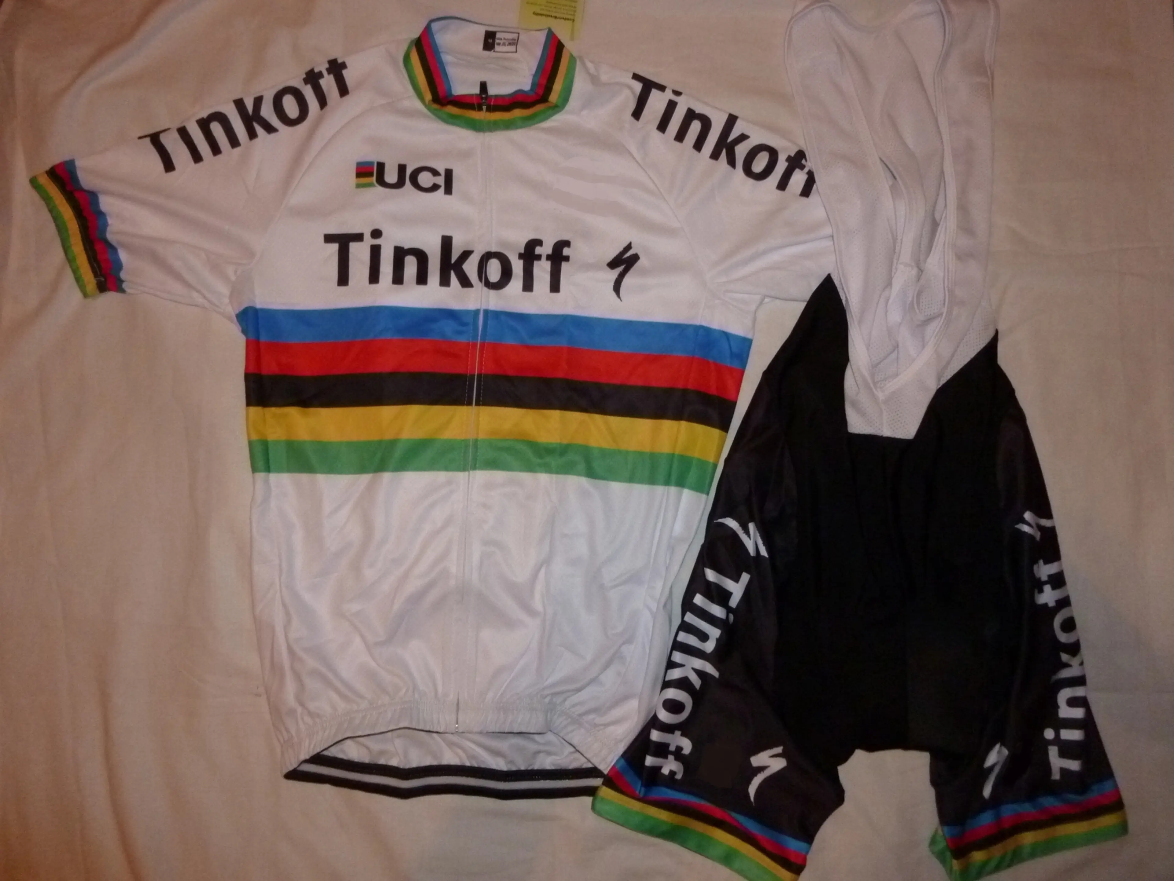 Image Costum replica world champion Tinkoff sagan set tricou si pantaloni