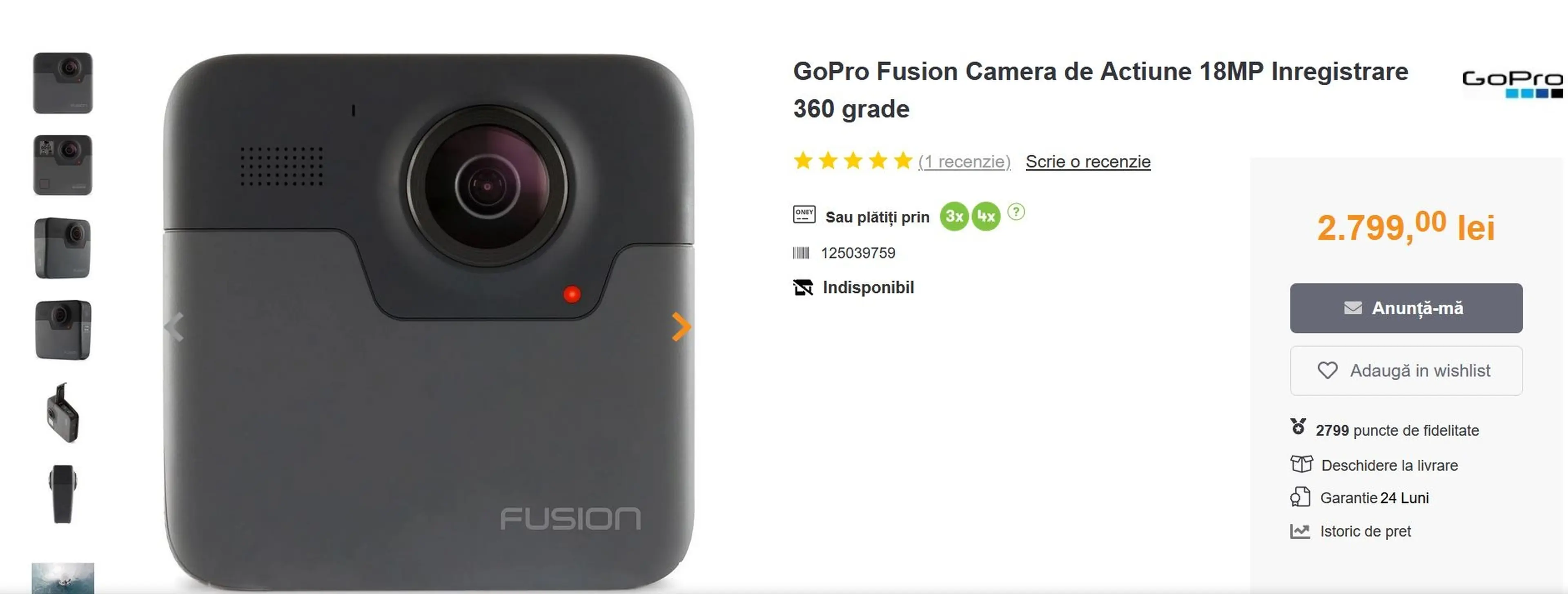2. Camera action sport GoPro Fusion 360 noua