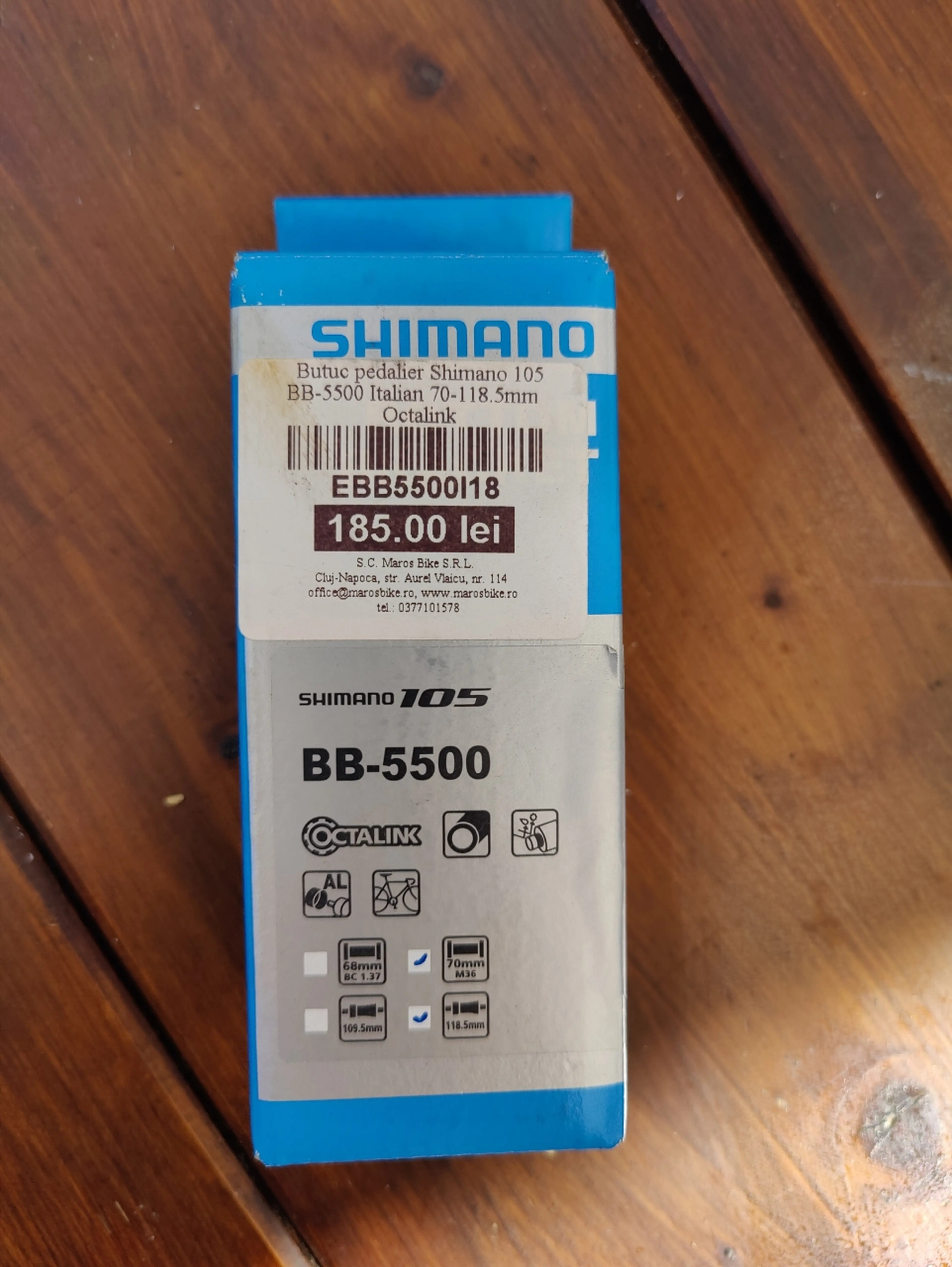 1. Butuc pedalier Shimano 105 BB 5500, 70-118,5mm filet Italian
