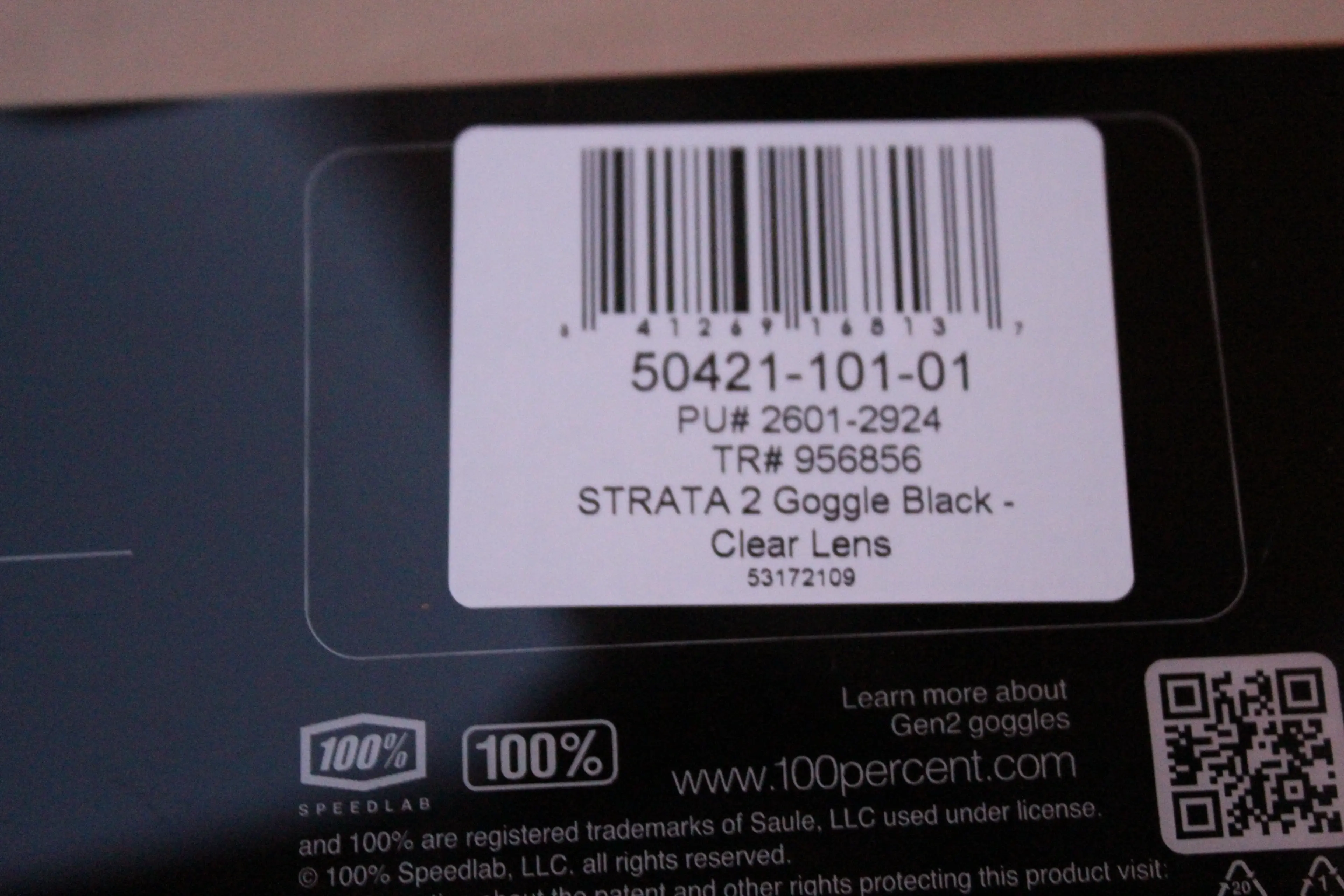 Image 100% Strata 2 Stealth Black Clear Lens - Goggle + sticker