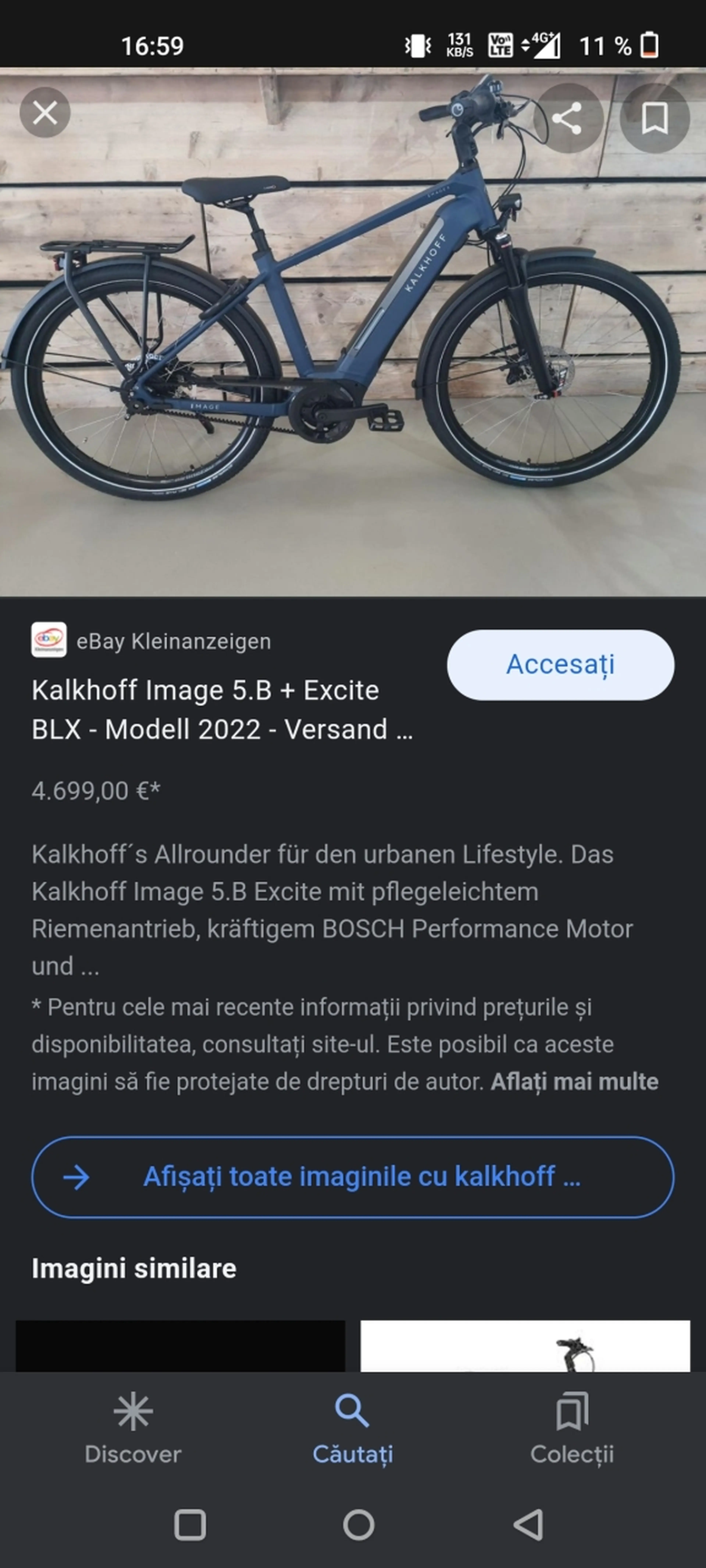 10. Bicicleta electrica Kalkhoff 2022, transmisie curea, Enviolo, Bosch, 400km
