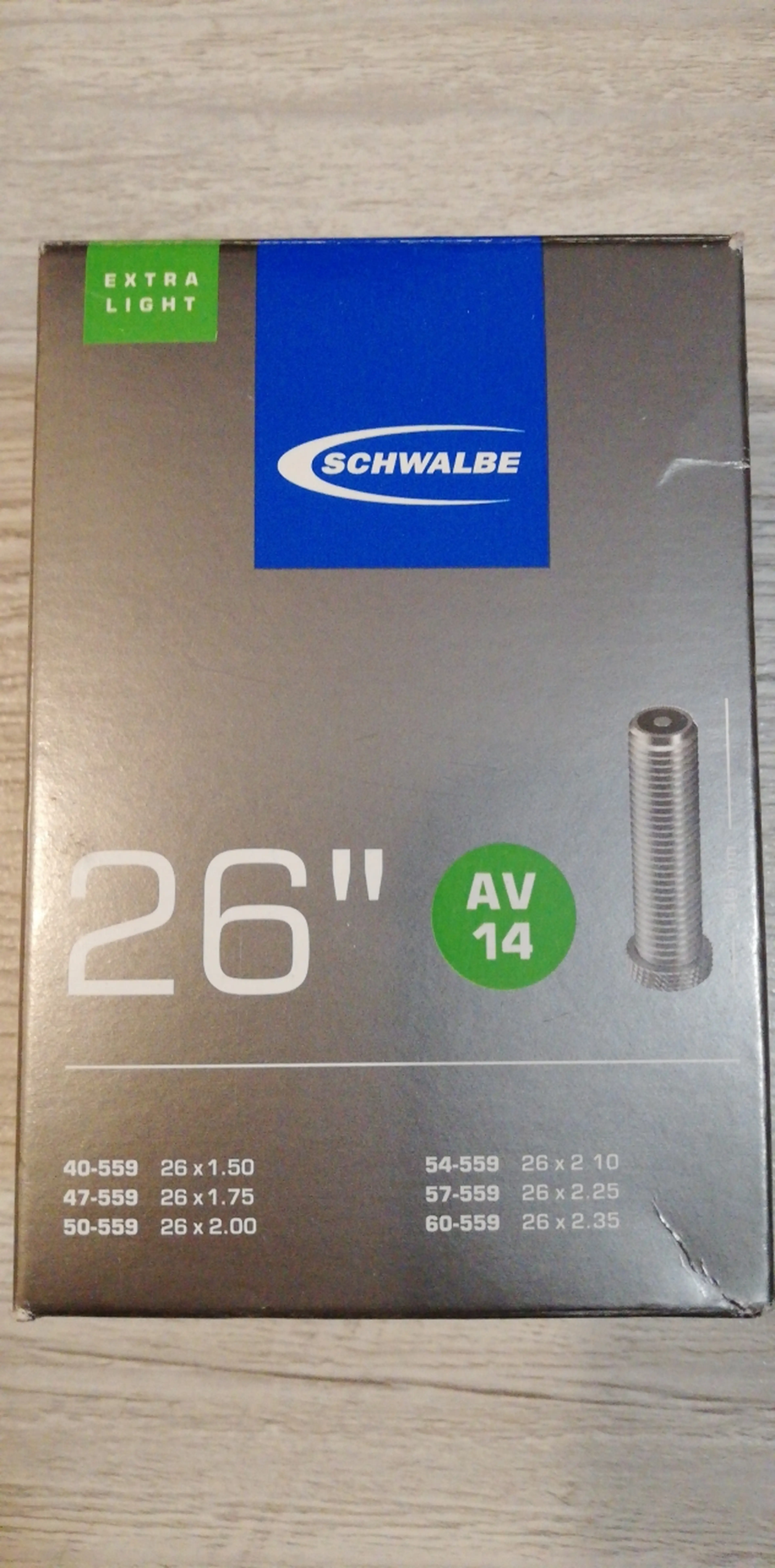 1. Schwalbe 26" camera extra light AV 14  26x1.5-2.35