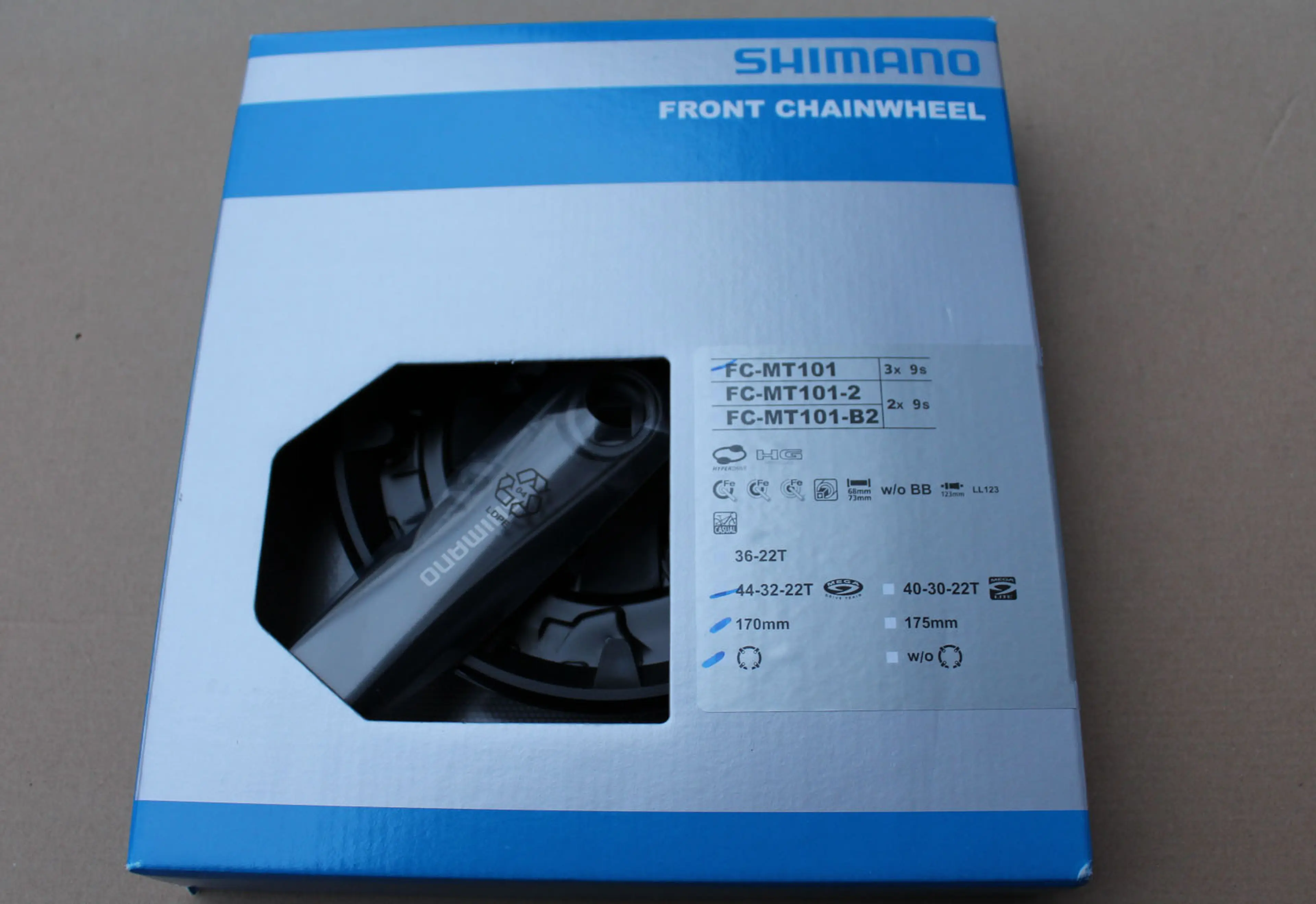 1. Shimano FC-MT101 3x9-vit. 44/32/22T - 170mm