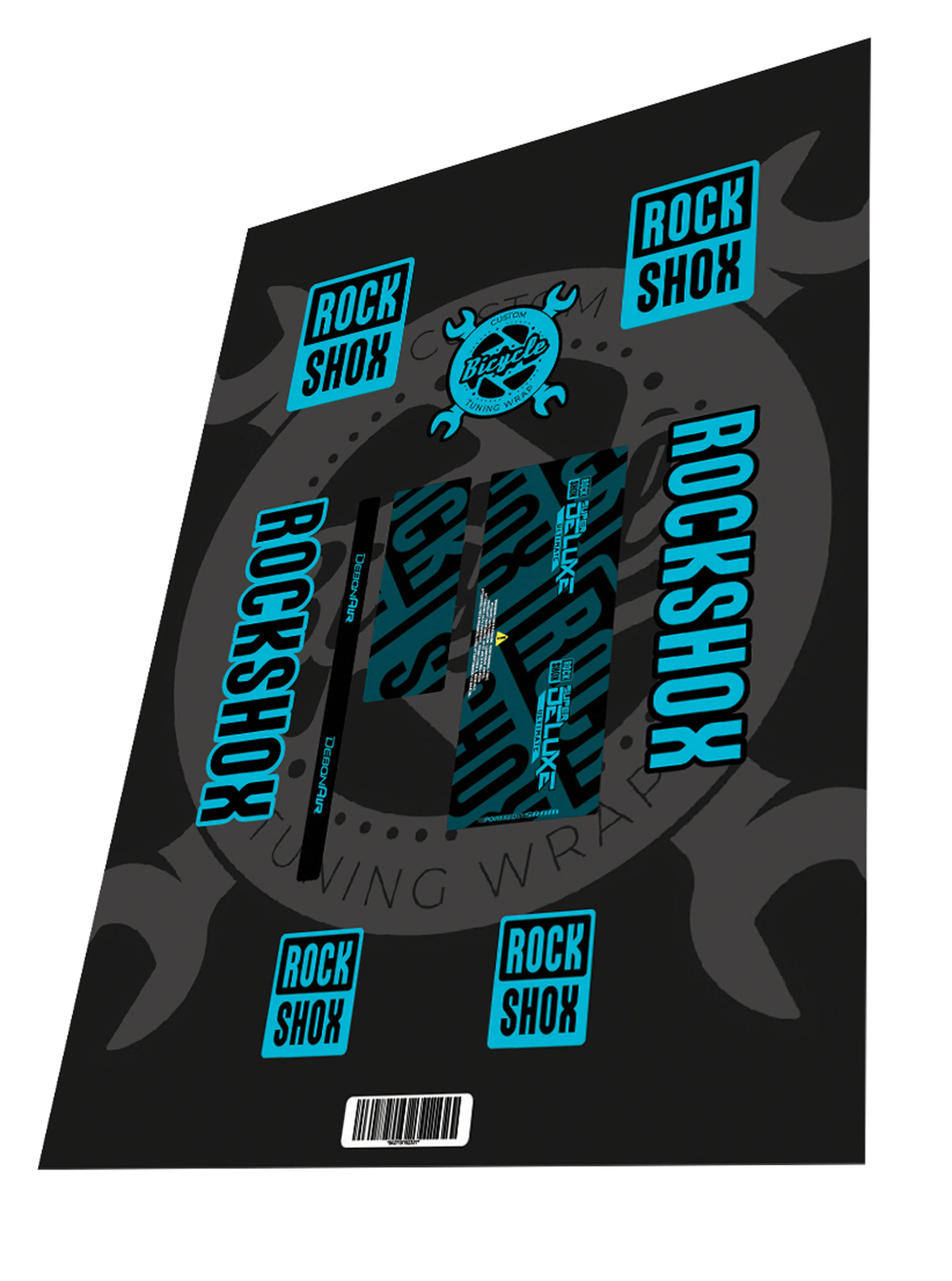 1. Stickere Rockshox Super Deluxe Ultimate Sky Blue Black 2020