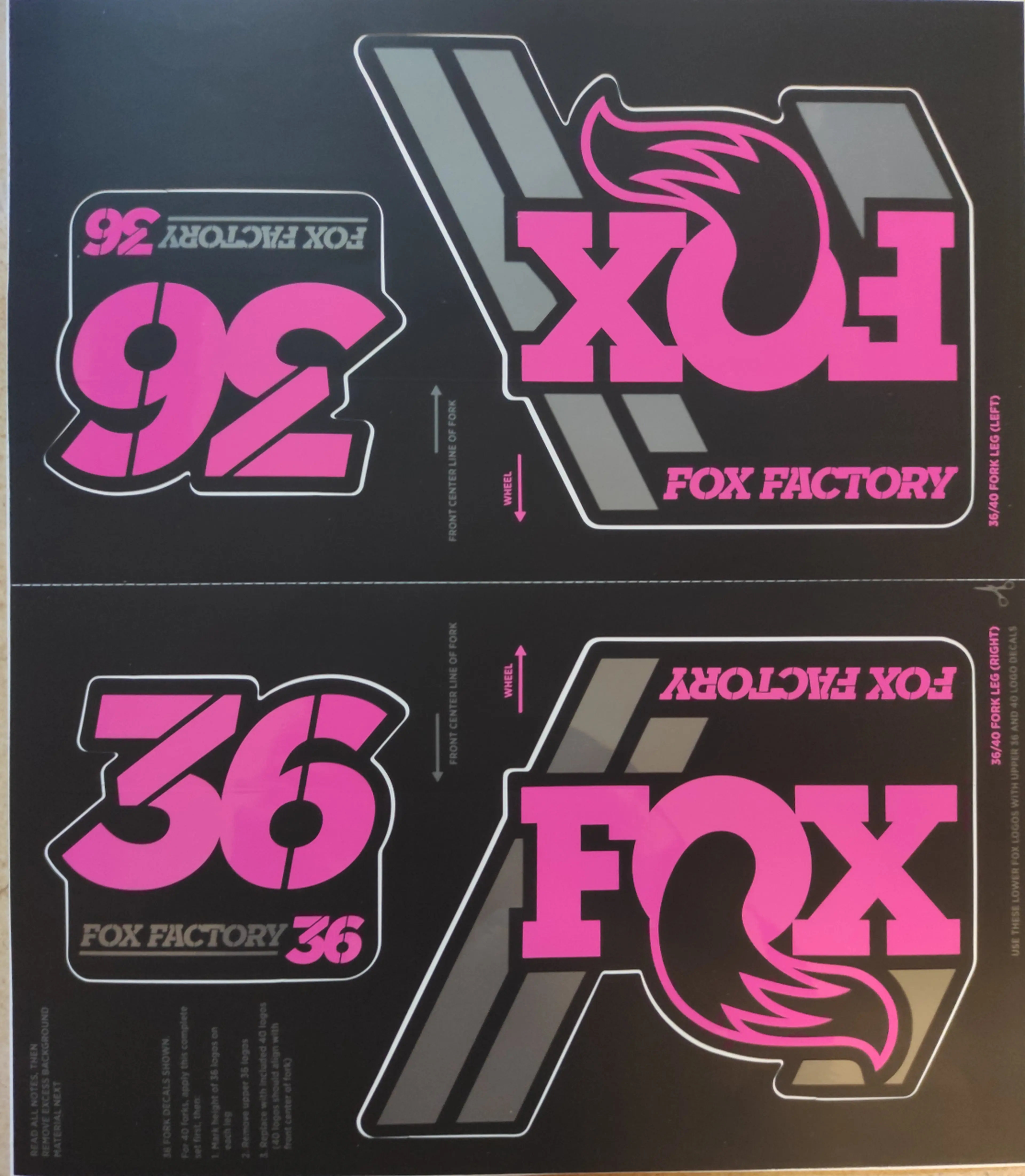 4. Fox sticker/decals furca 32/34 36/40 shock DPS/DPX2/Float X2/DHX2