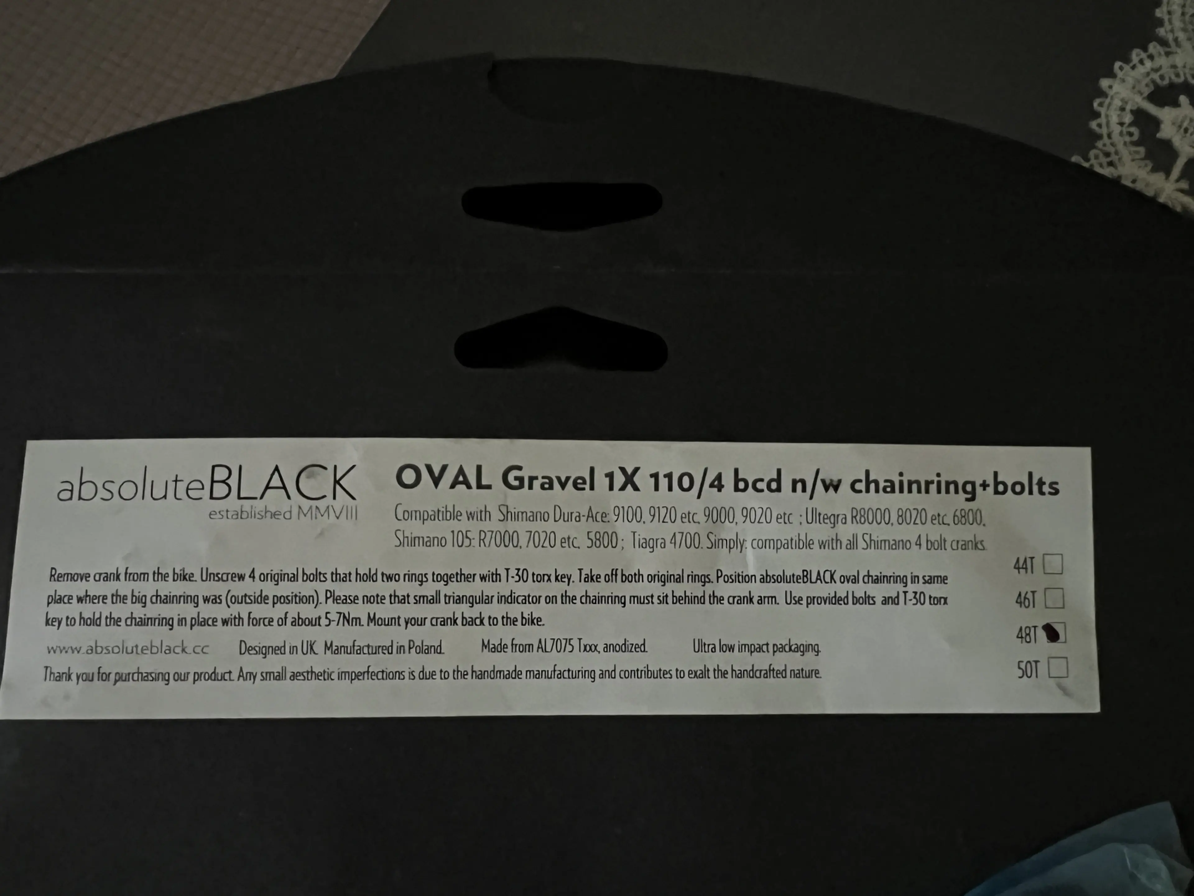 5. Foaie ovala absolut black nw 110 x4 bcd shimano