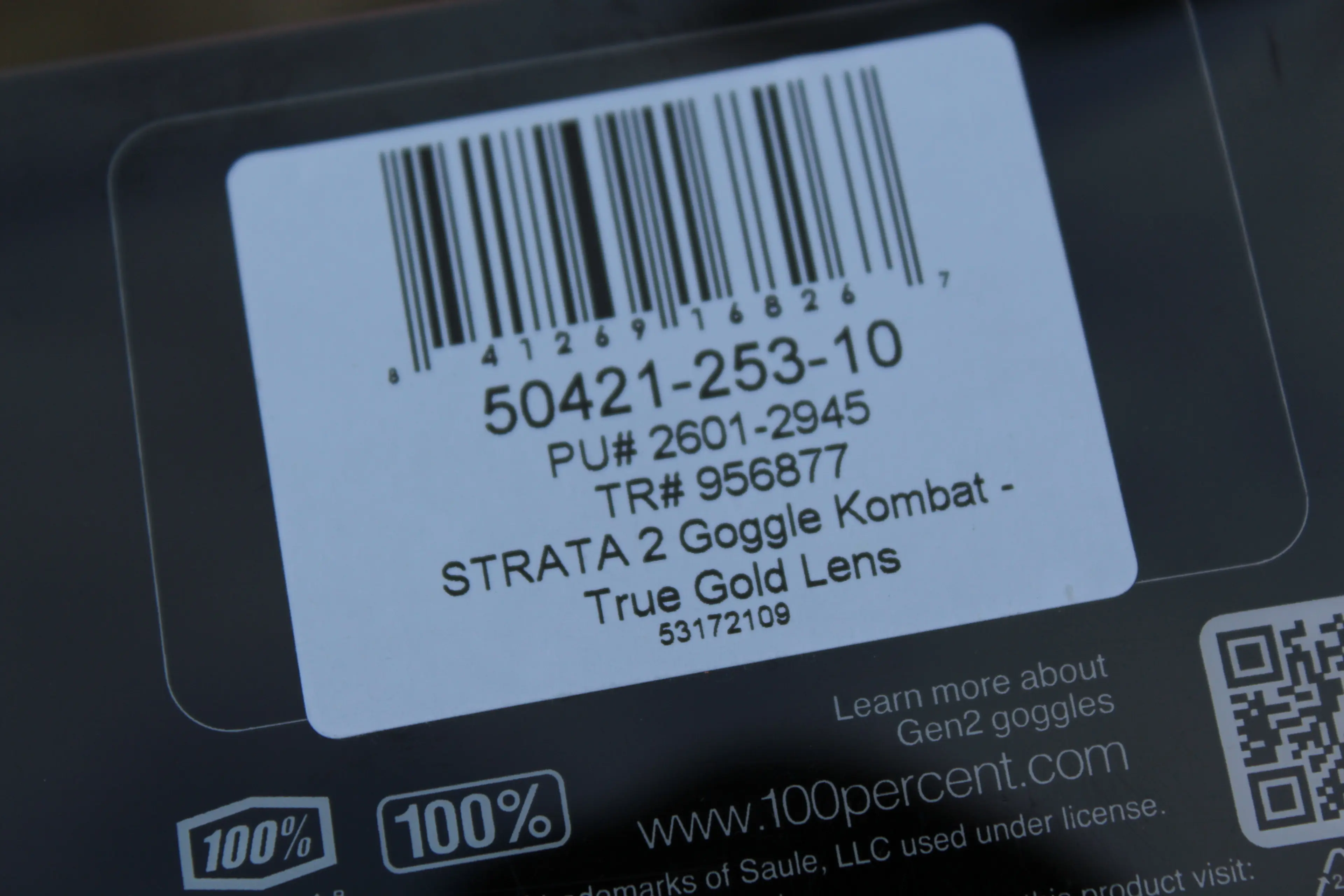 Image 100% Strata Gen. 2 Kombat Goggle - Gold Mirror lens