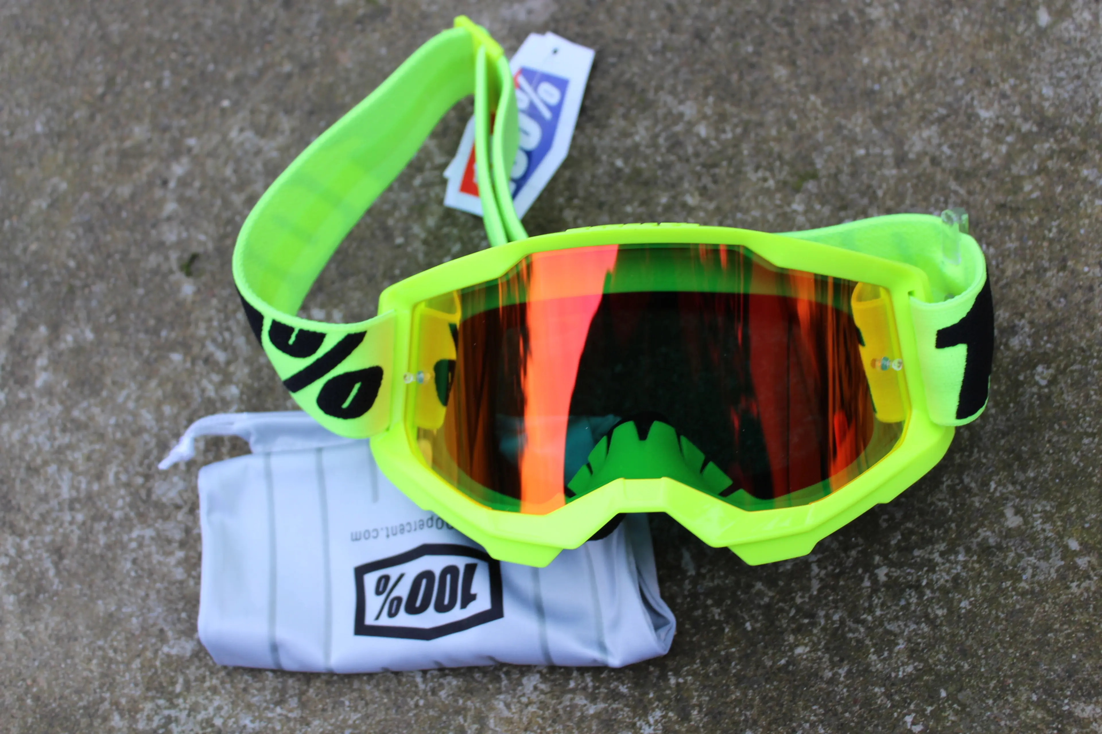 Image 100% Strata Gen. 2 Fluo-Yellow Goggle - Red Mirror lens