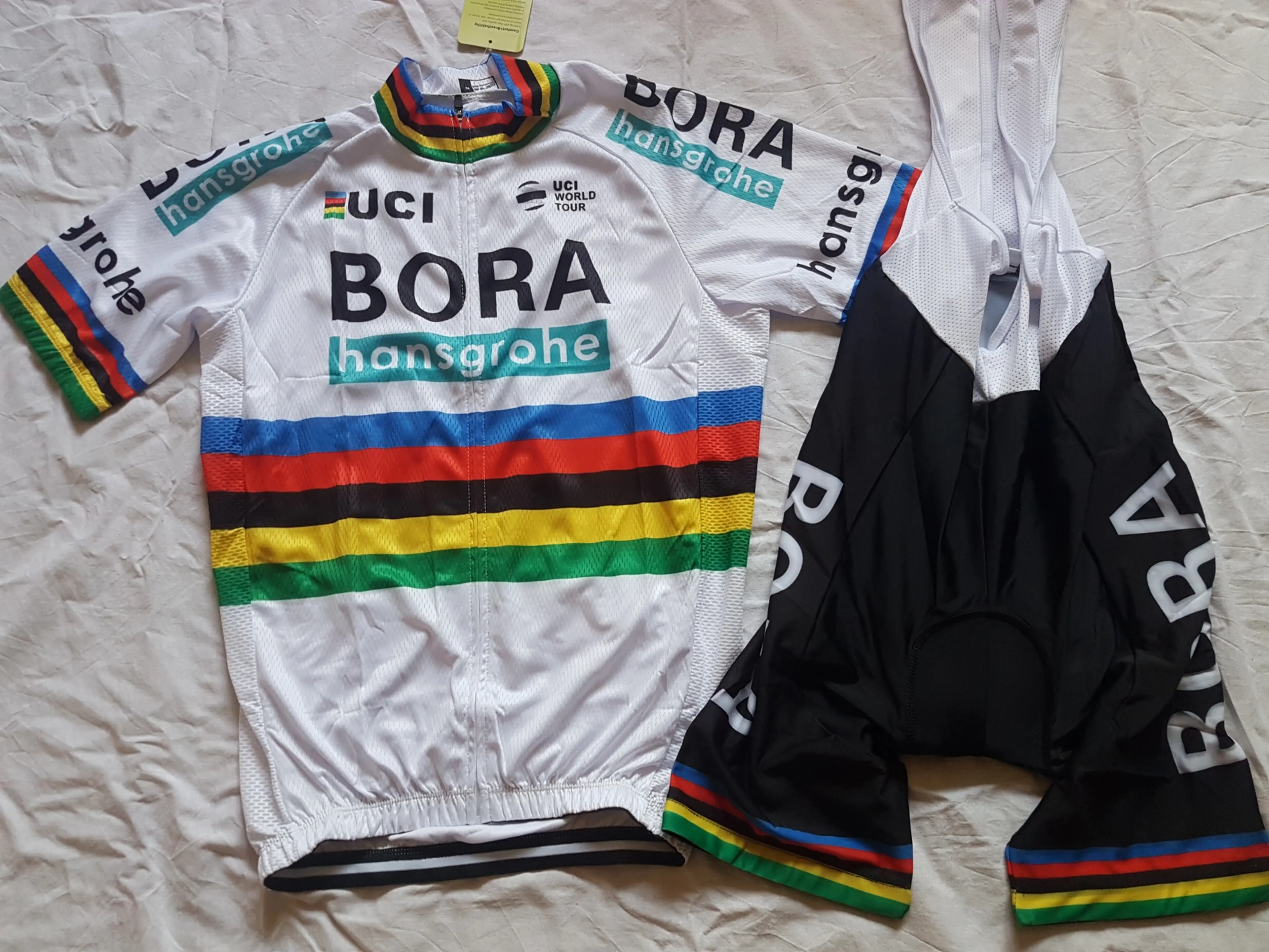 1. Echipament ciclism Sagan Bora World champion 2018 set pantaloni tricou REPLICA!
