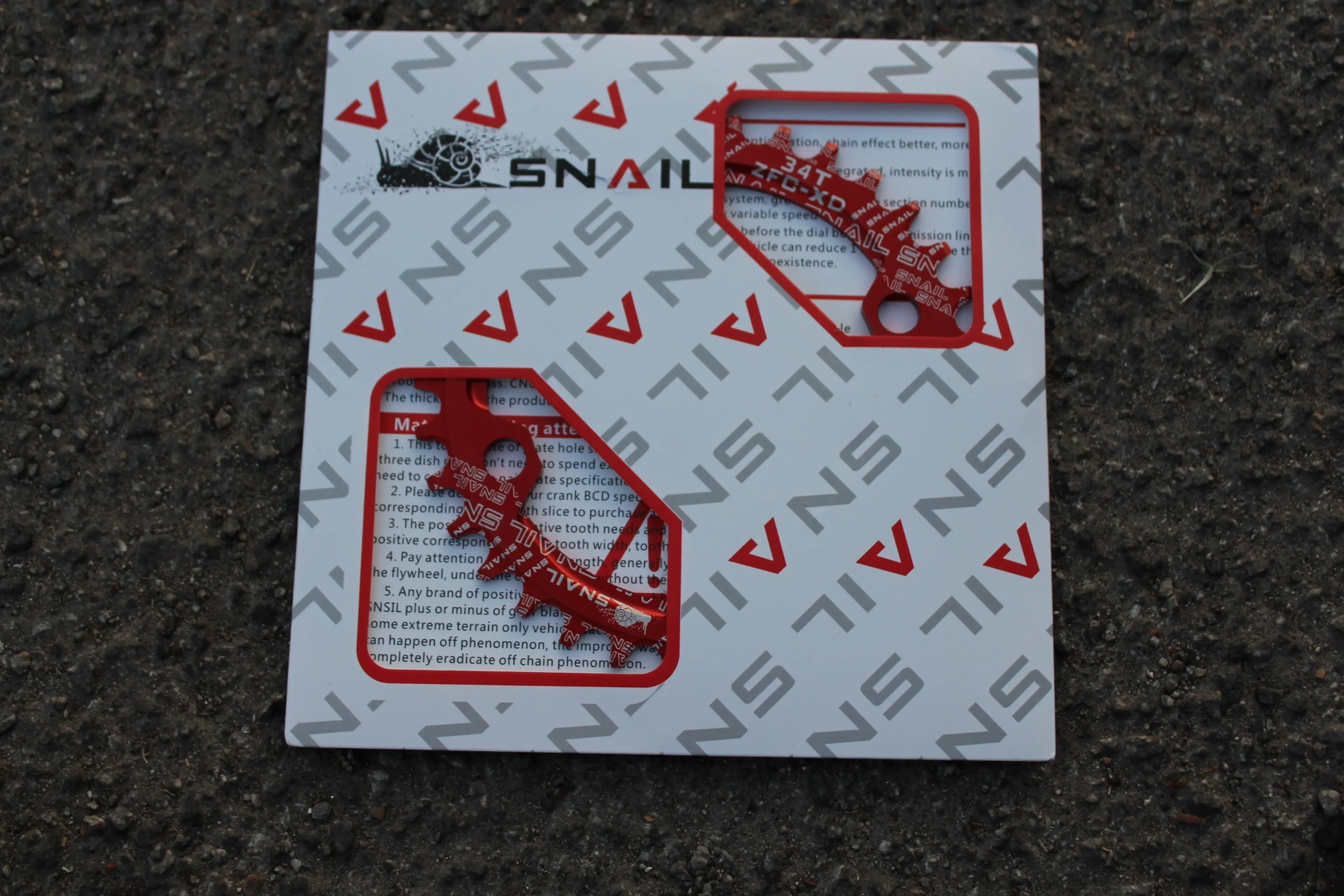 Image Foaie Snail Narrow Wide 34T alu - CNC 104BCD rosu 9-12 vit.