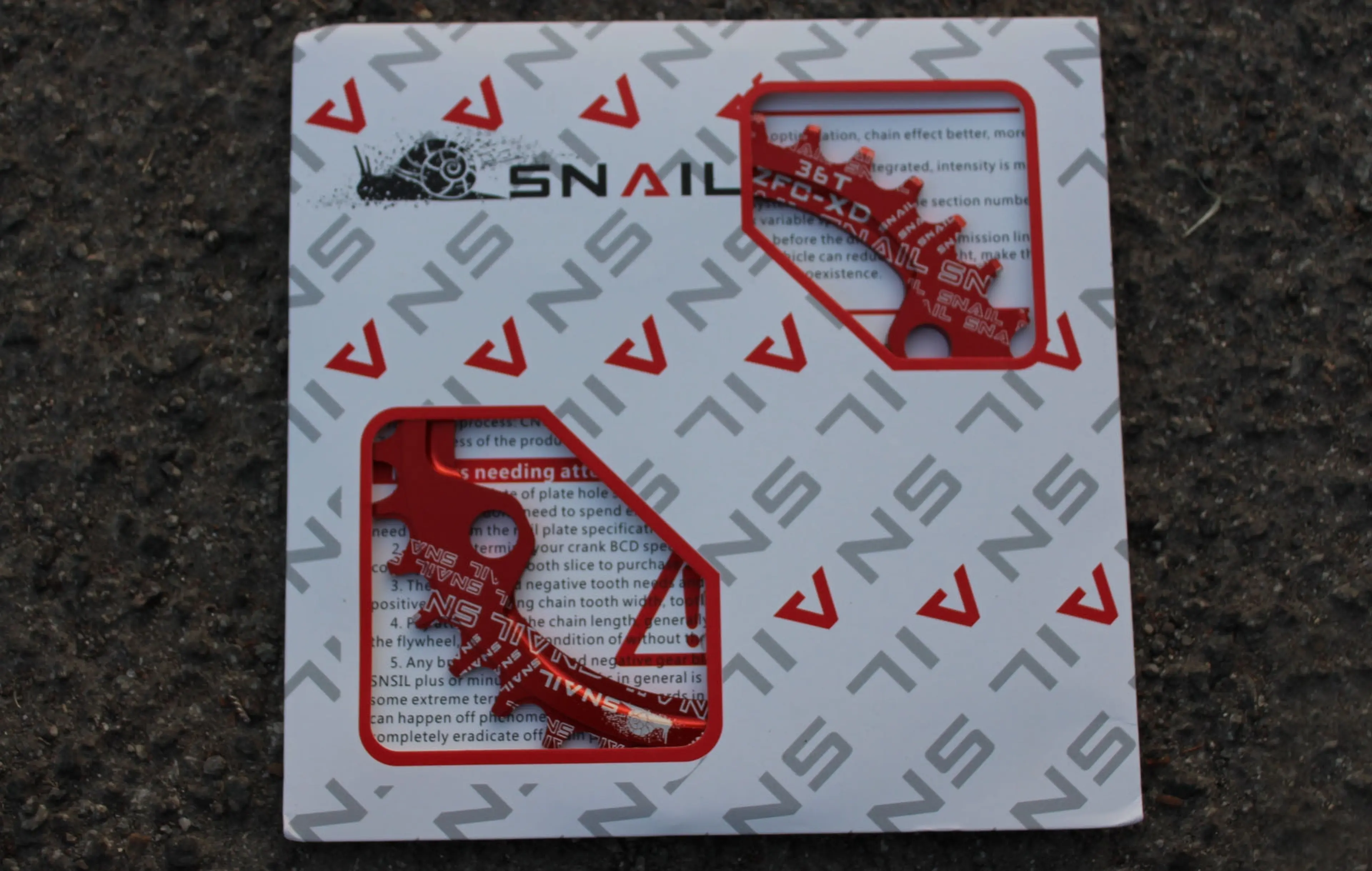 6. Foaie Snail Narrow Wide 36T alu - CNC 104BCD rosu 9-12 vit.