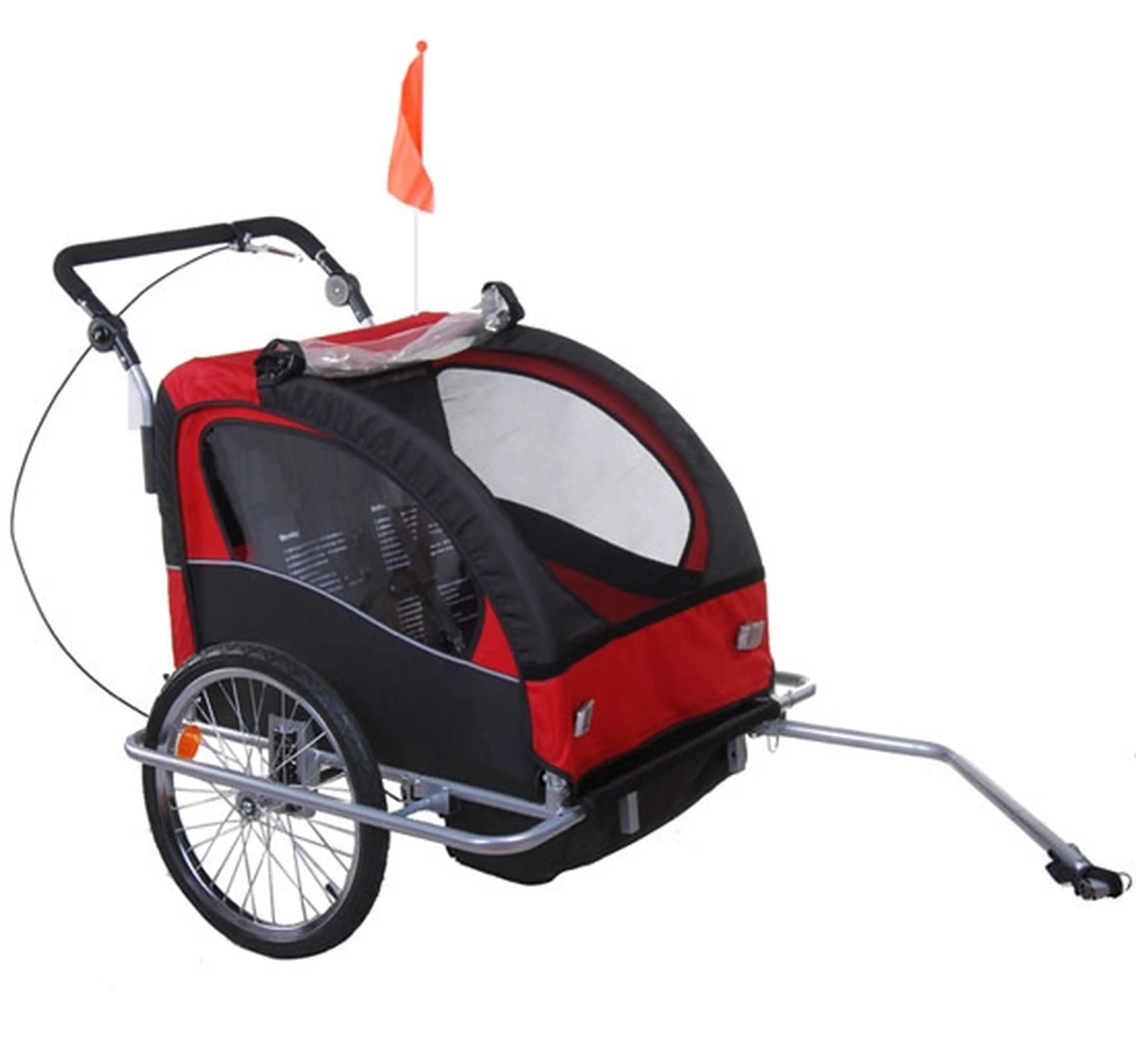 9. Carucior de bicicleta Qaba rosu-negru pentru 1 -2 copii, noua