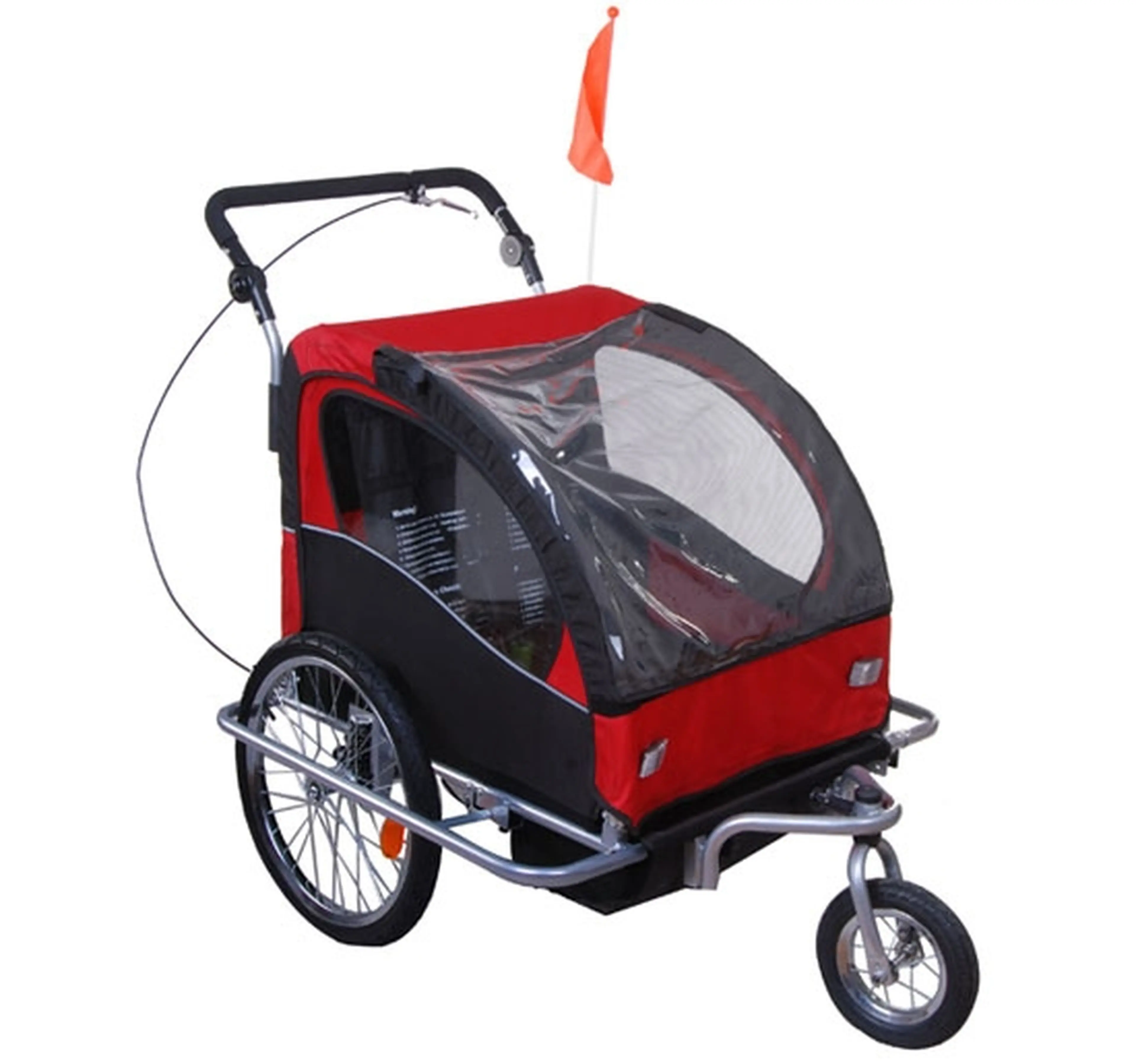10. Carucior de bicicleta Qaba rosu-negru pentru 1 -2 copii, noua