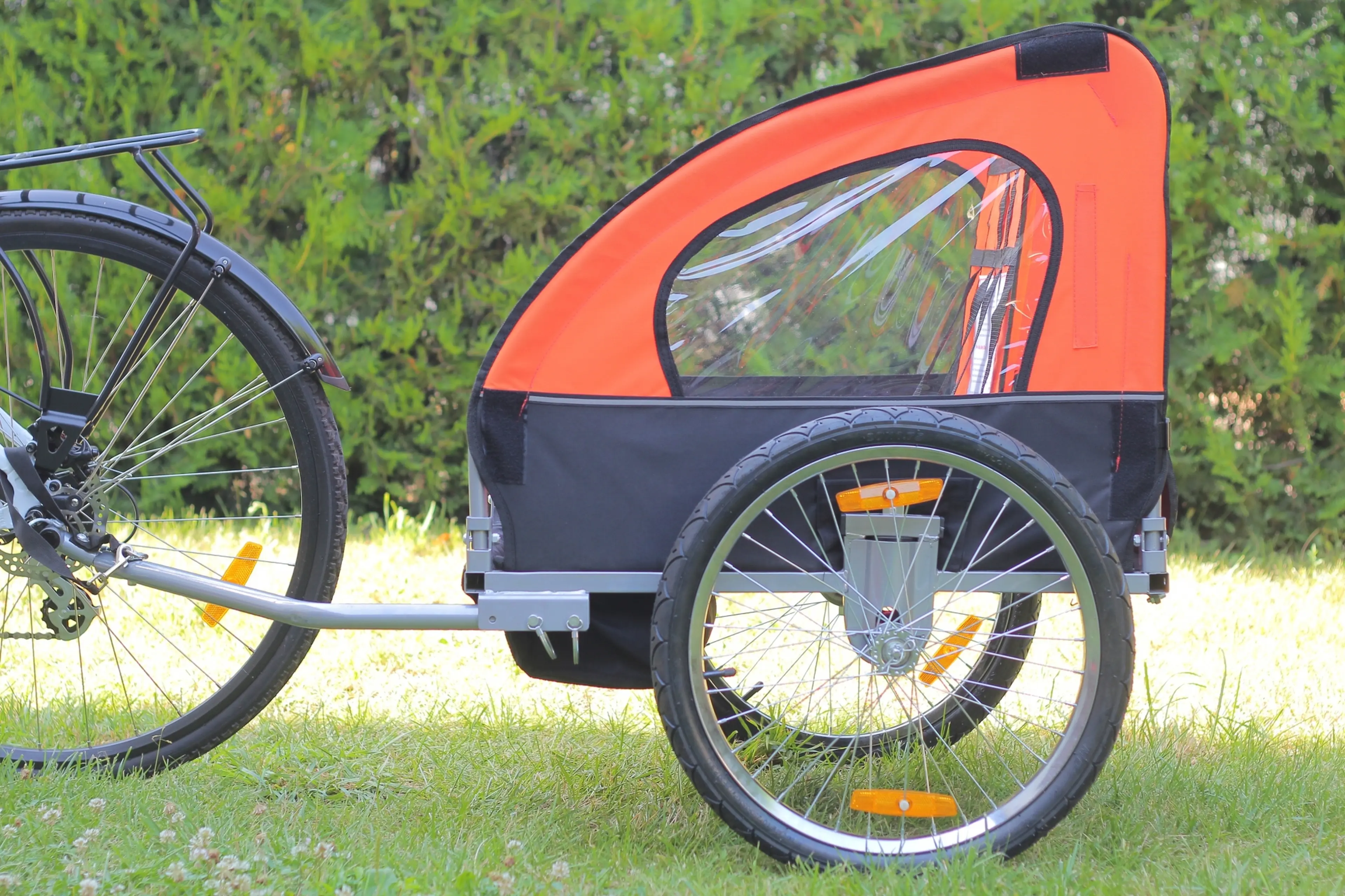 1. Carucior - remorca de bicicleta Samax- portocalie, transport copii