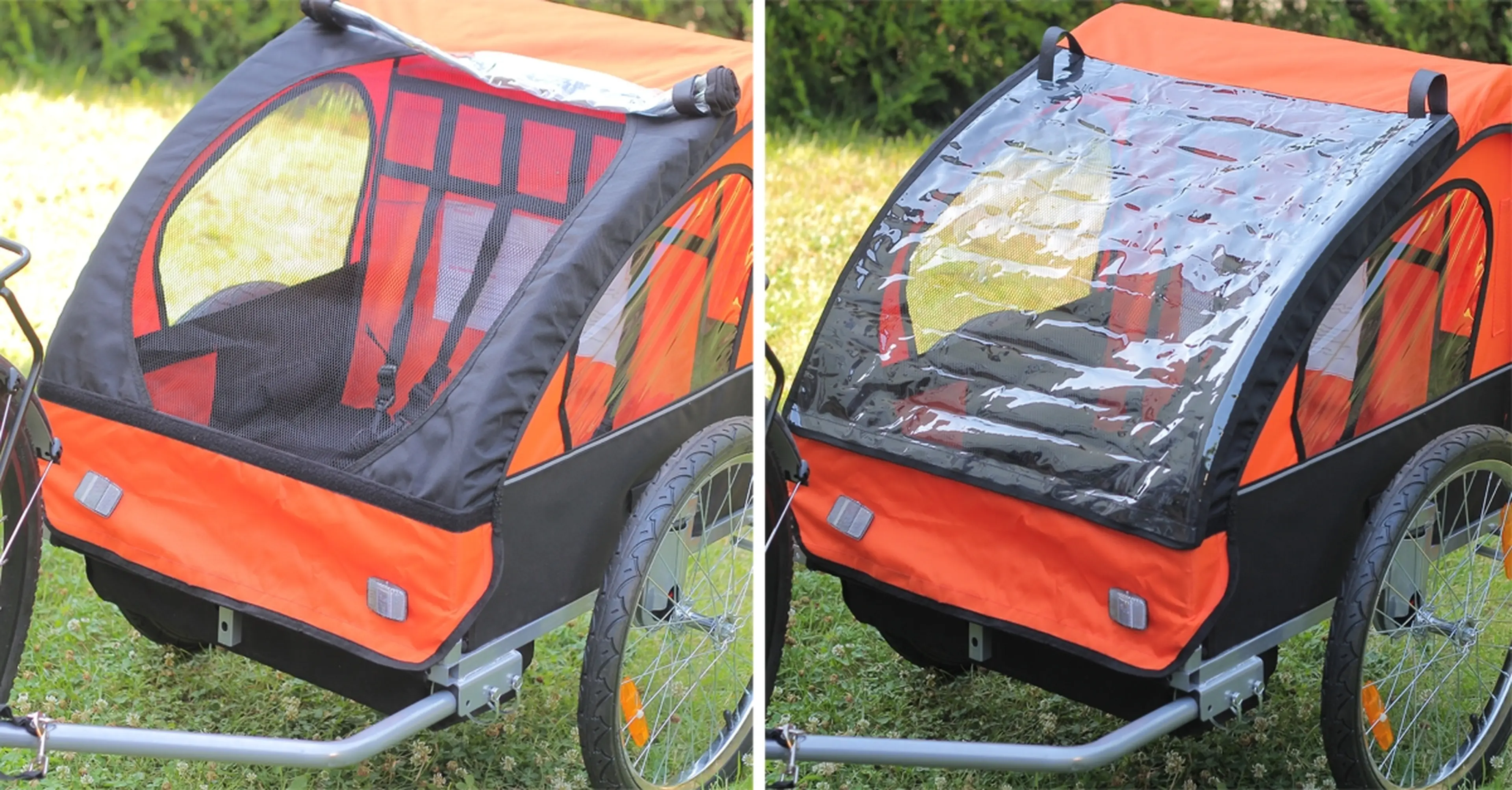 8. Carucior - remorca de bicicleta Samax- portocalie, transport copii