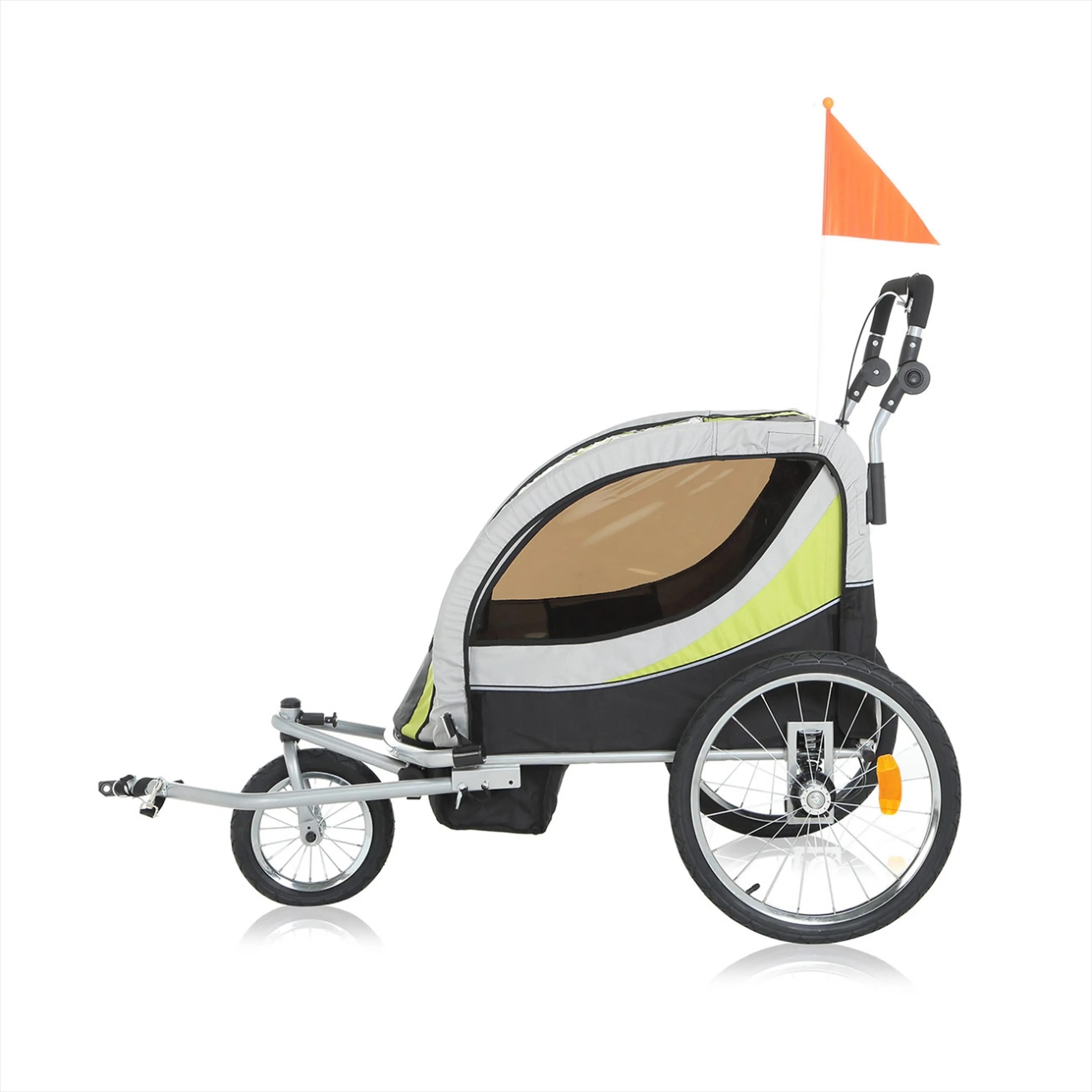 3. Remorca de bicicleta pentru transportat 1-2 copii Samax Premium, verde